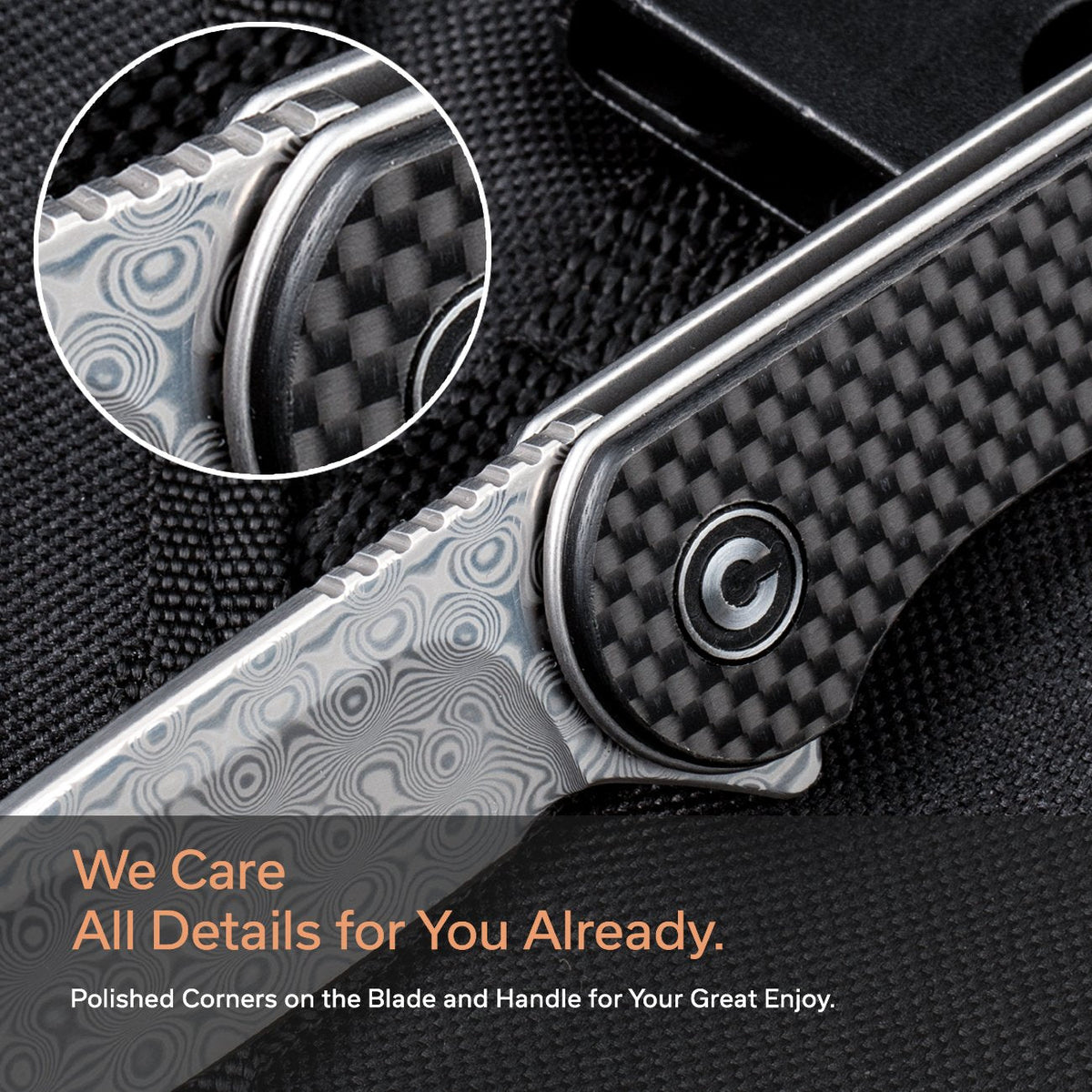 CIVIVI Elementum Damascus Carbon Fiber Pocket Knife C907DS, Knives, - Outdoor Kuwait