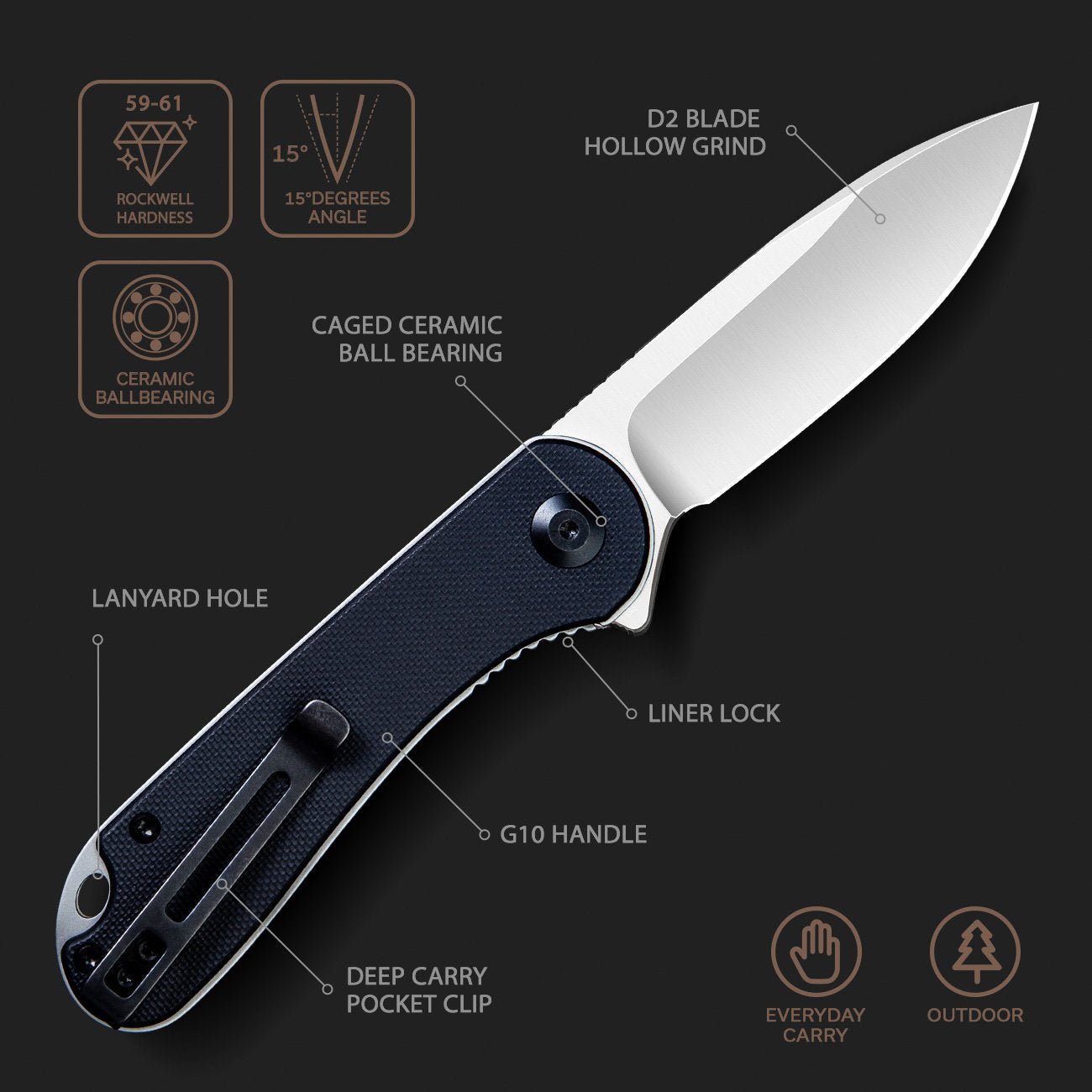 CIVIVI Elementum G10 Pocket Knife C907A