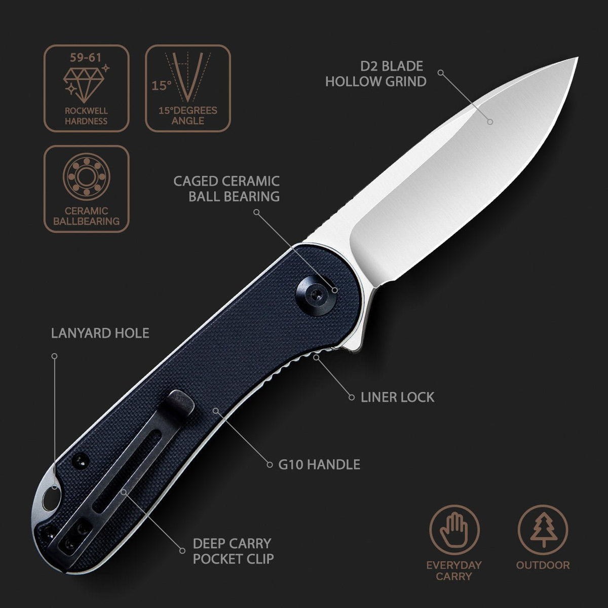 CIVIVI Elementum G10 Pocket Knife C907A