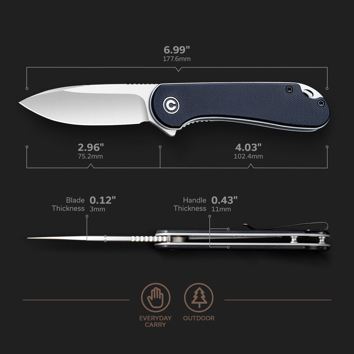 CIVIVI Elementum G10 Pocket Knife C907A