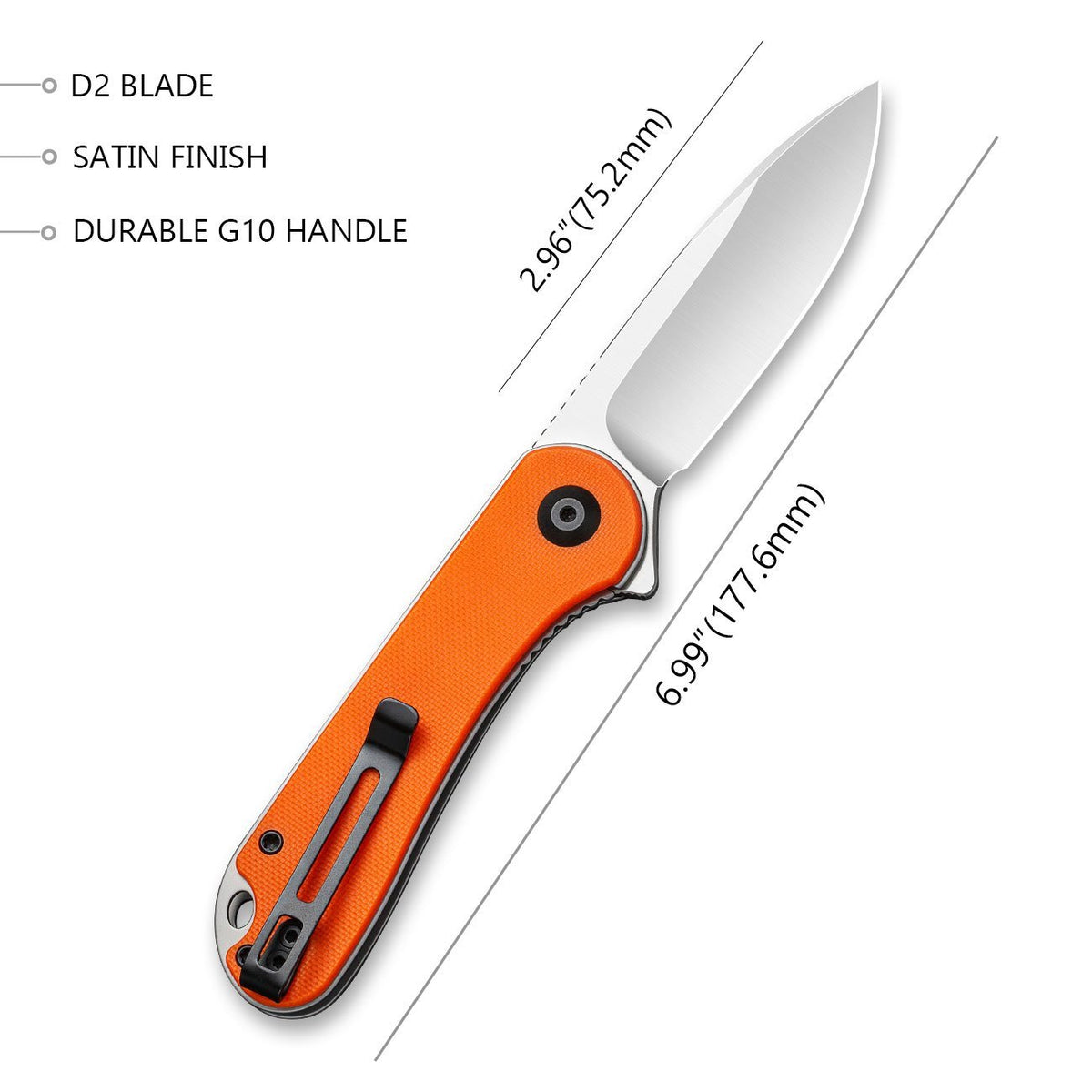 CIVIVI Elementum Orange G10 Pocket Knife C907R, Knives, - Outdoor Kuwait