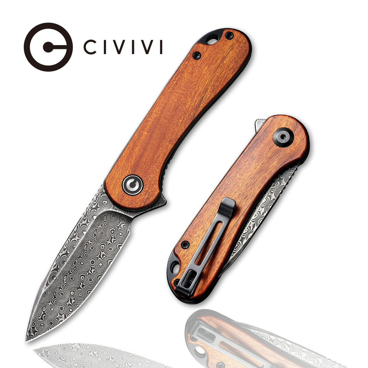 CIVIVI Elementum Damascus Wood Pocket Knife C907DS-2, Knives, - Outdoor Kuwait
