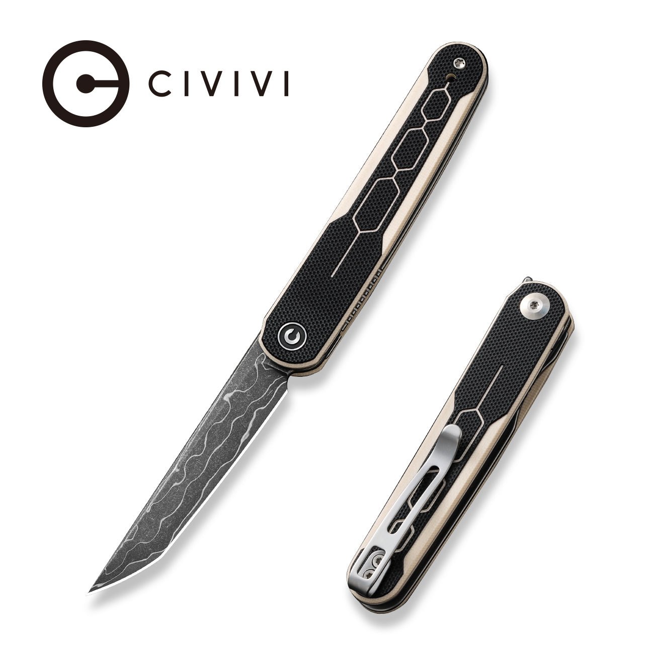 CIVIVI KwaiQ Damascus G10 Pocket Knife C23015-DS1