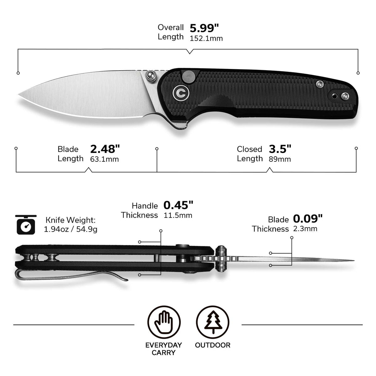 CIVIVI Mini Shakan Aluminum Pocket Knife C20052F-1