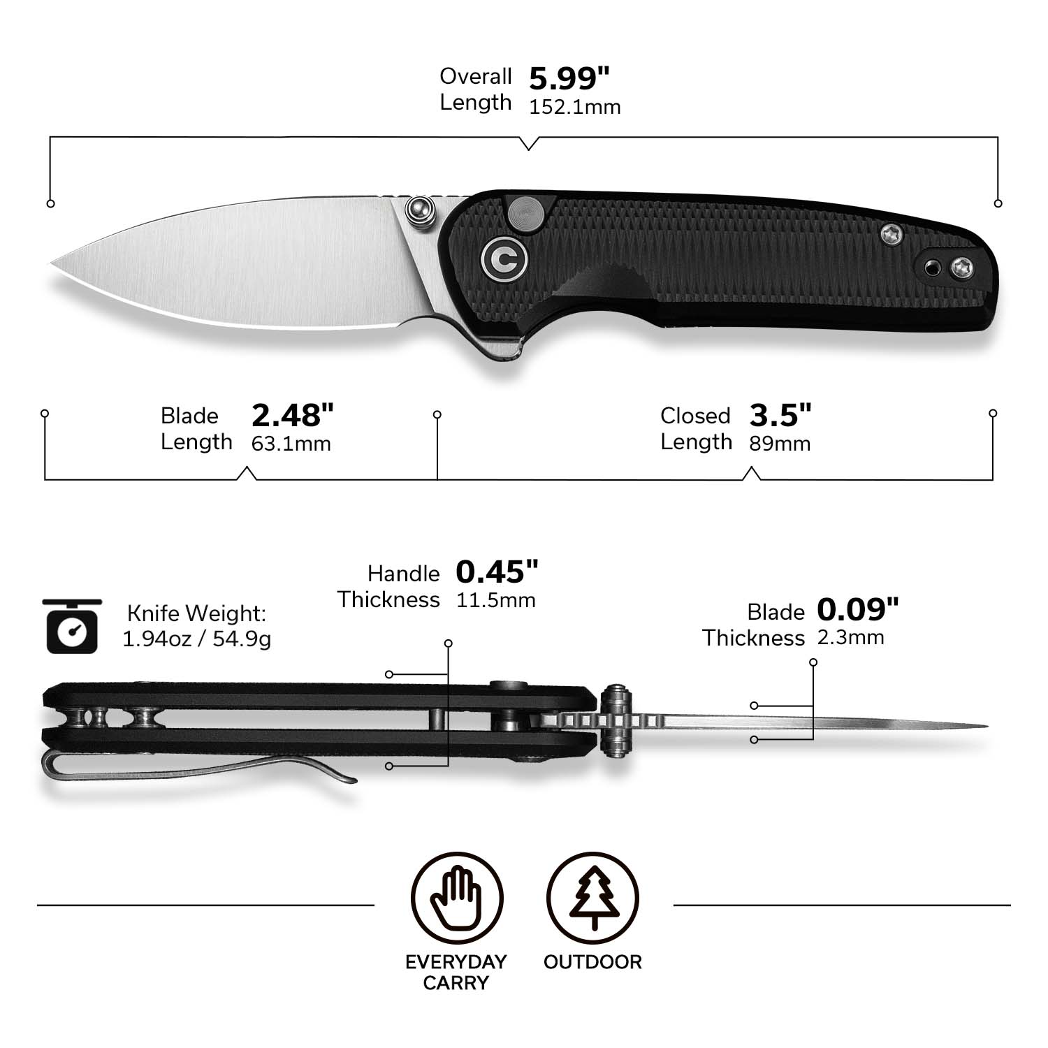 CIVIVI Mini Shakan Aluminum Pocket Knife C20052F-1