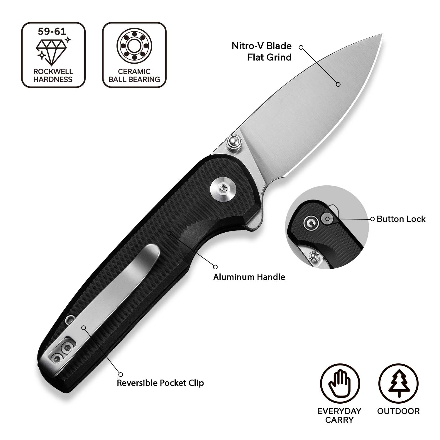 CIVIVI Mini Shakan Aluminum Pocket Knife C20052F-1