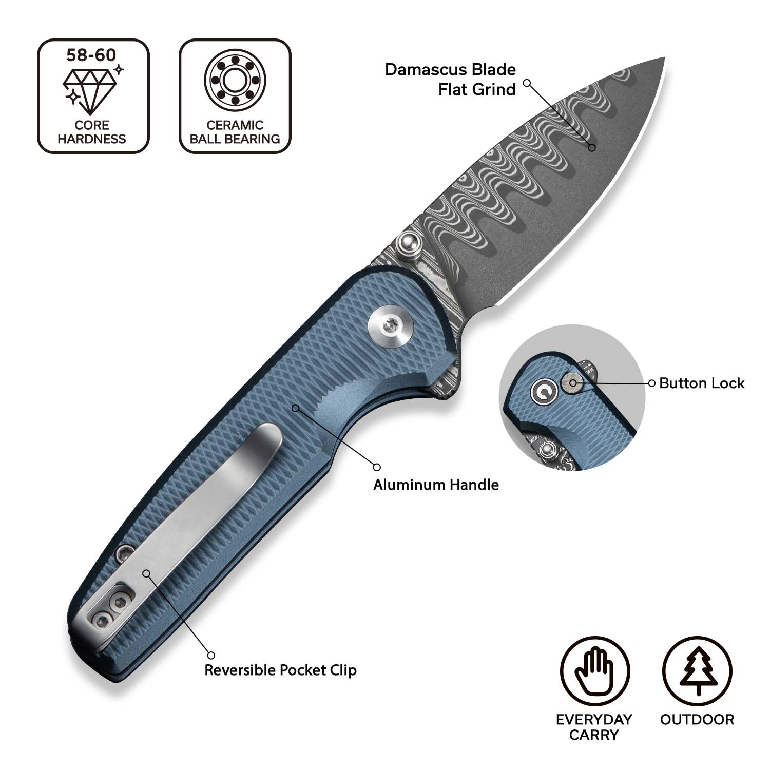 CIVIVI Mini Shakan Aluminum Pocket Knife C20052F-DS1