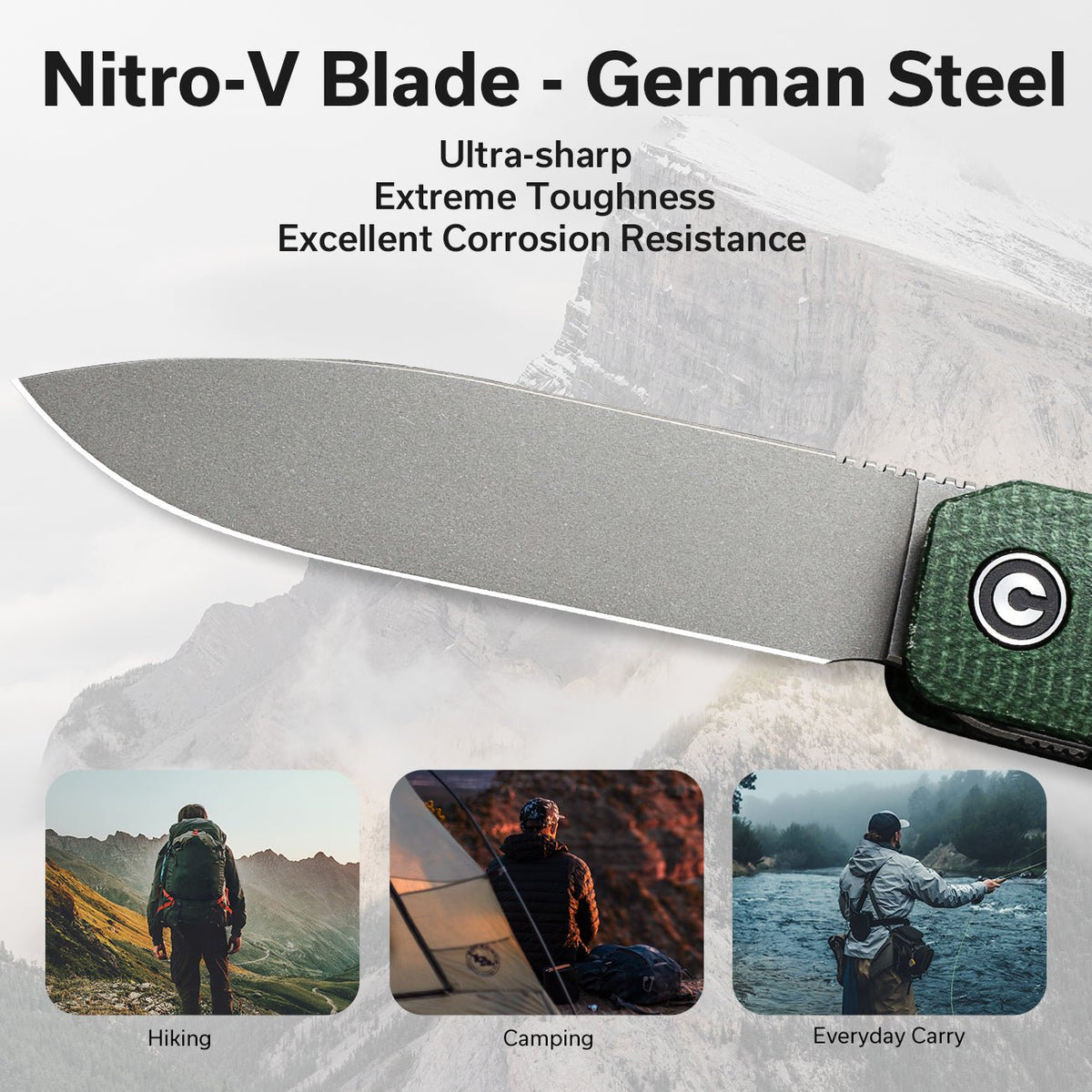 CIVIVI Sendy Green Micarta Pocket Knife C21004A-1, Knives, - Outdoor Kuwait