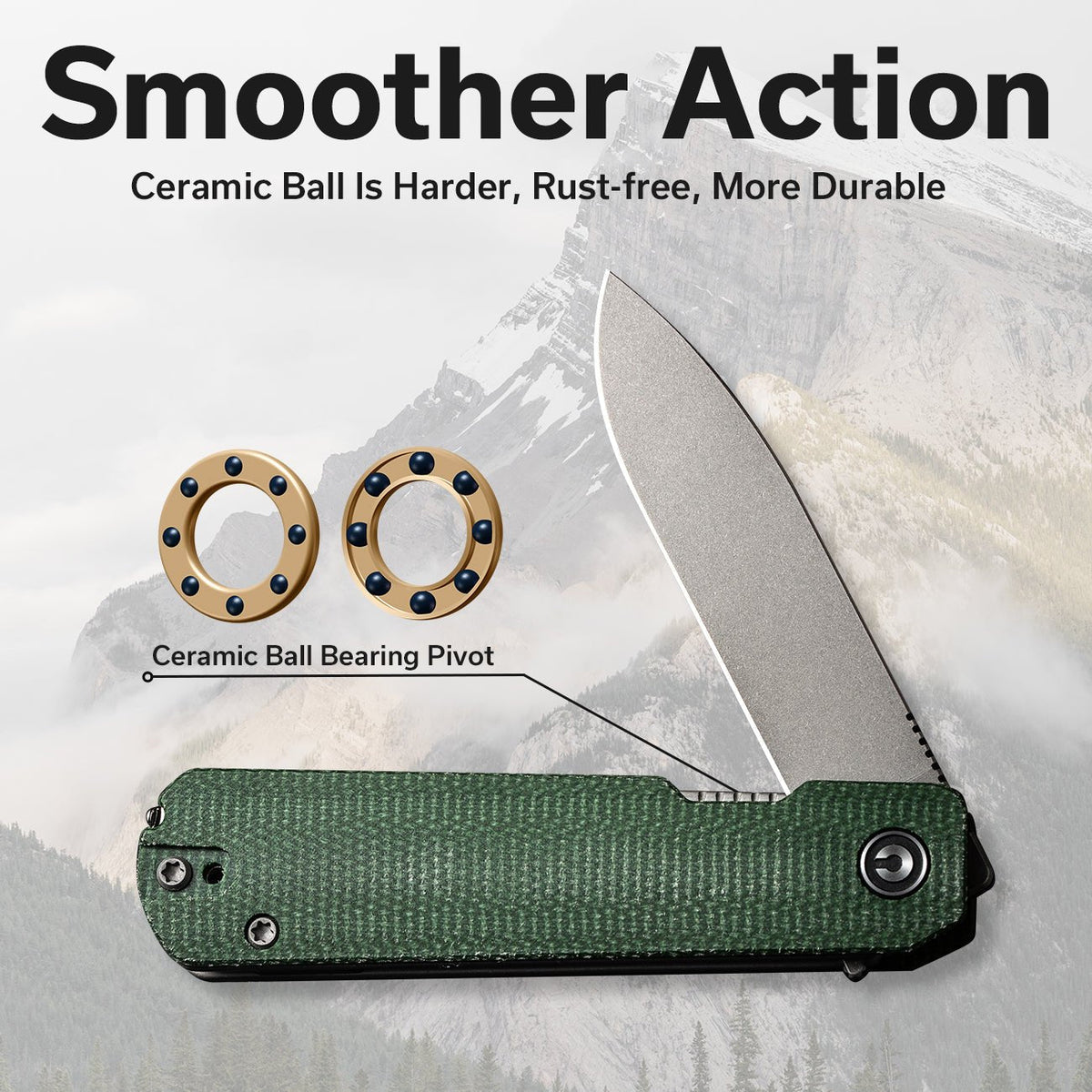 CIVIVI Sendy Green Micarta Pocket Knife C21004A-1, Knives, - Outdoor Kuwait