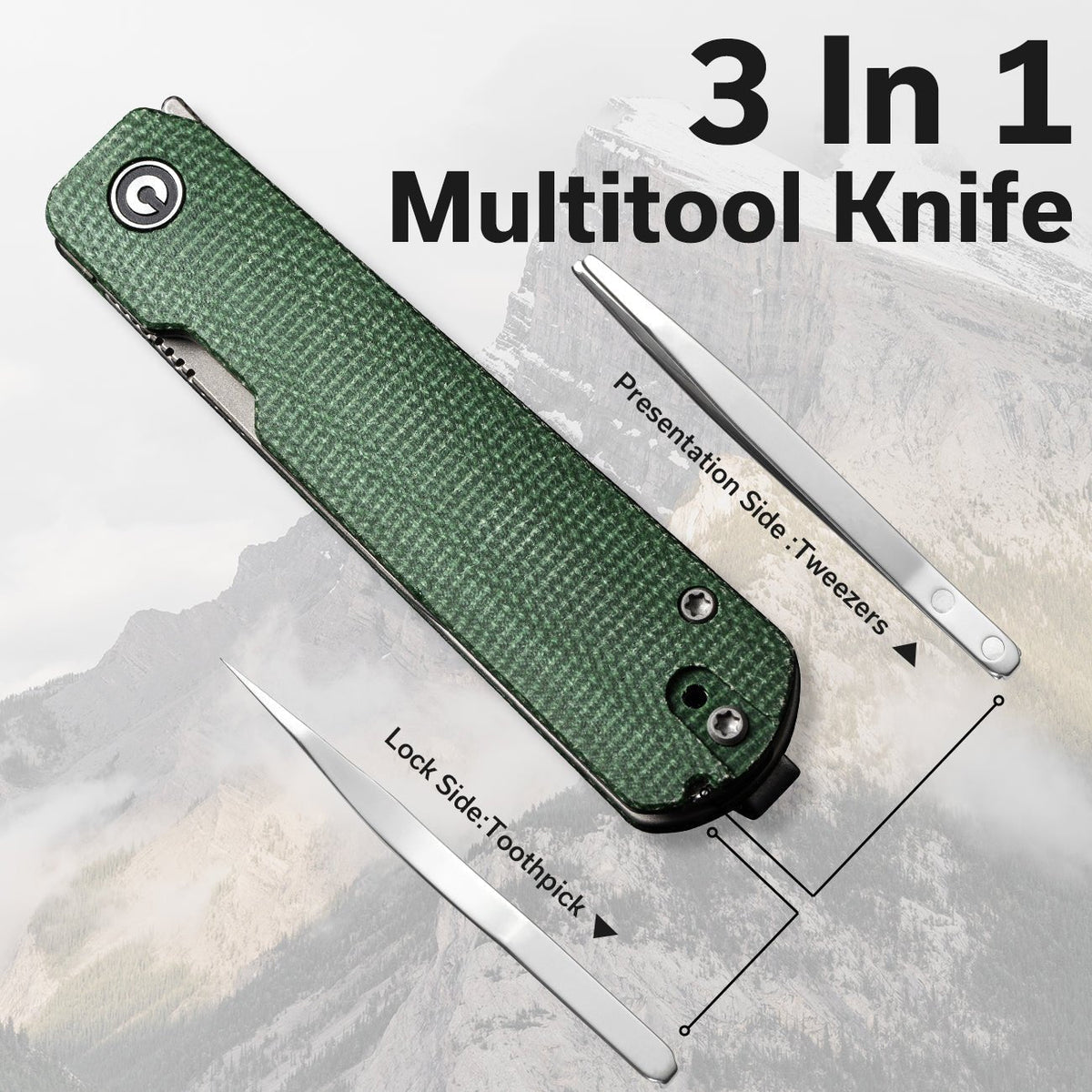 CIVIVI Sendy Green Micarta Pocket Knife C21004A-1, Knives, - Outdoor Kuwait
