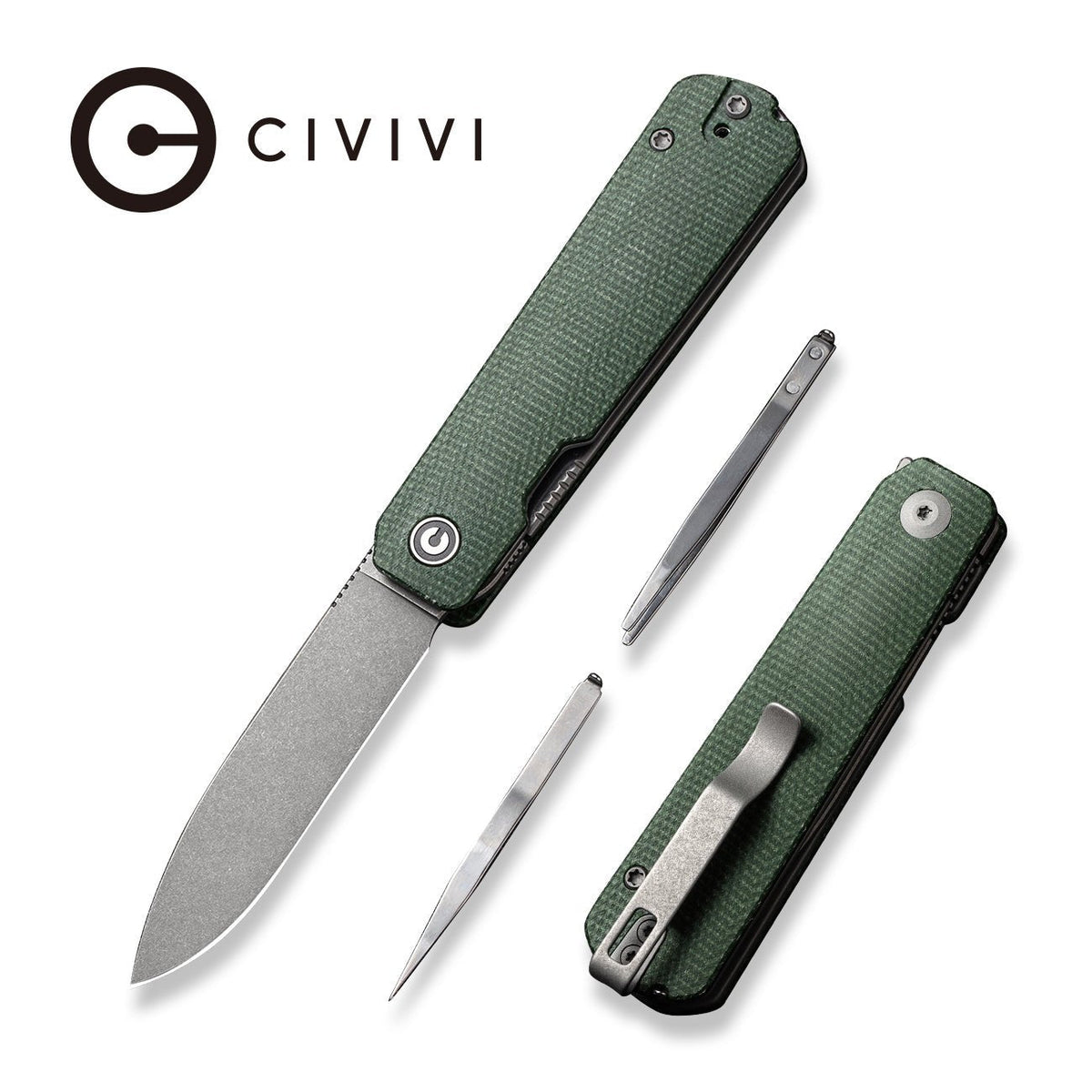 CIVIVI Sendy Green Micarta Pocket Knife C21004A-1, Knives, - Outdoor Kuwait
