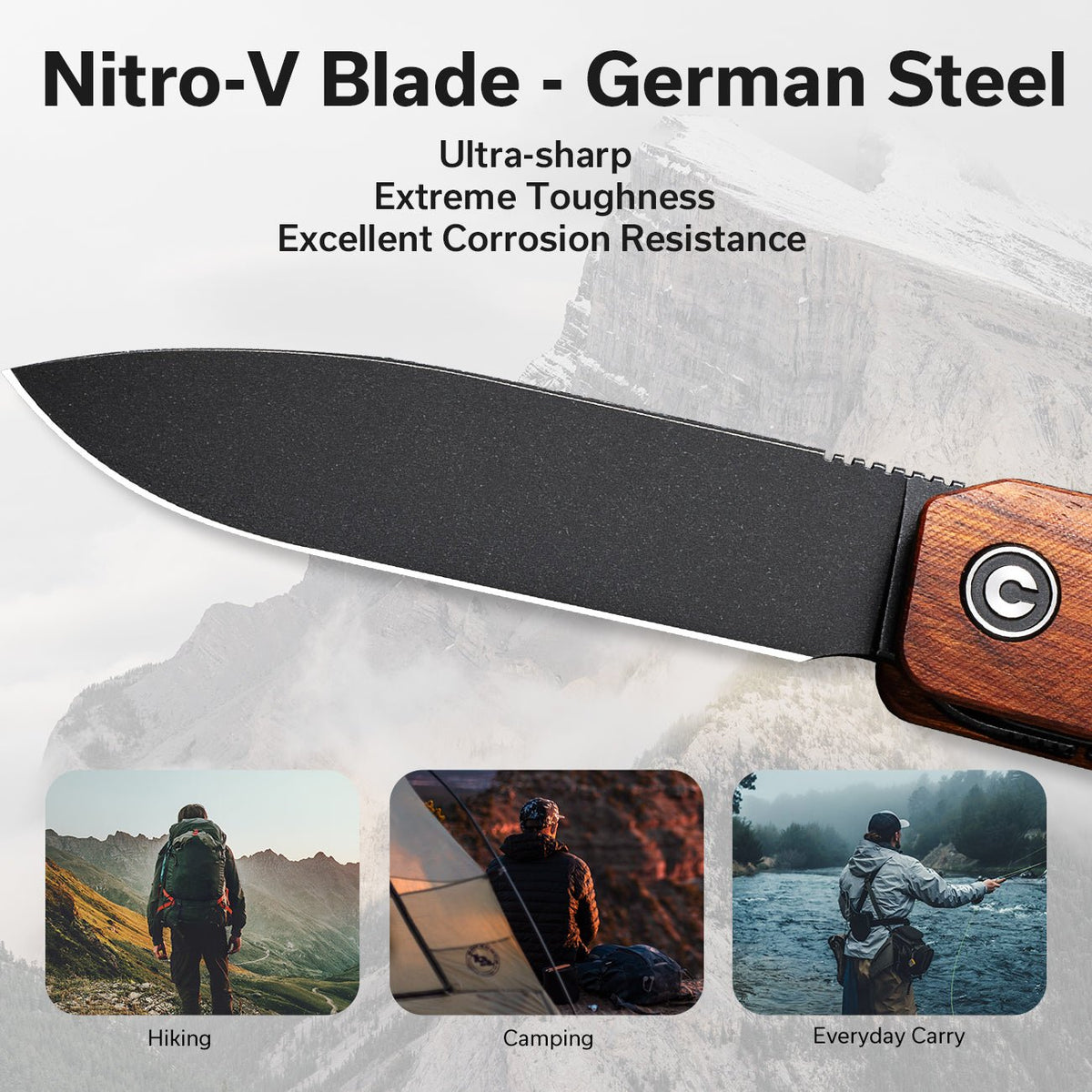 CIVIVI Sendy Wood Pocket Knife C21004A-2, Knives, - Outdoor Kuwait