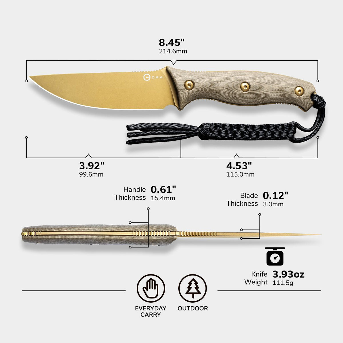 CIVIVI Stormridge G10 Fixed Blade Knife C23041-2