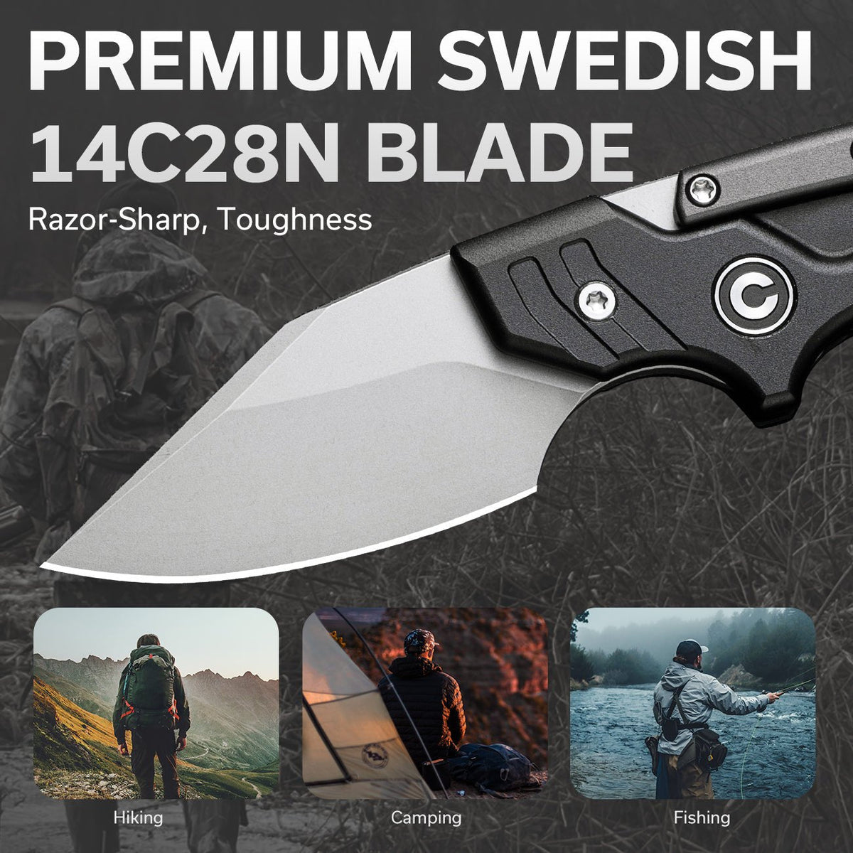 CIVIVI Typhoeus Black & Gray Aluminum Fixed Blade Knife C21036-3, Knives, - Outdoor Kuwait