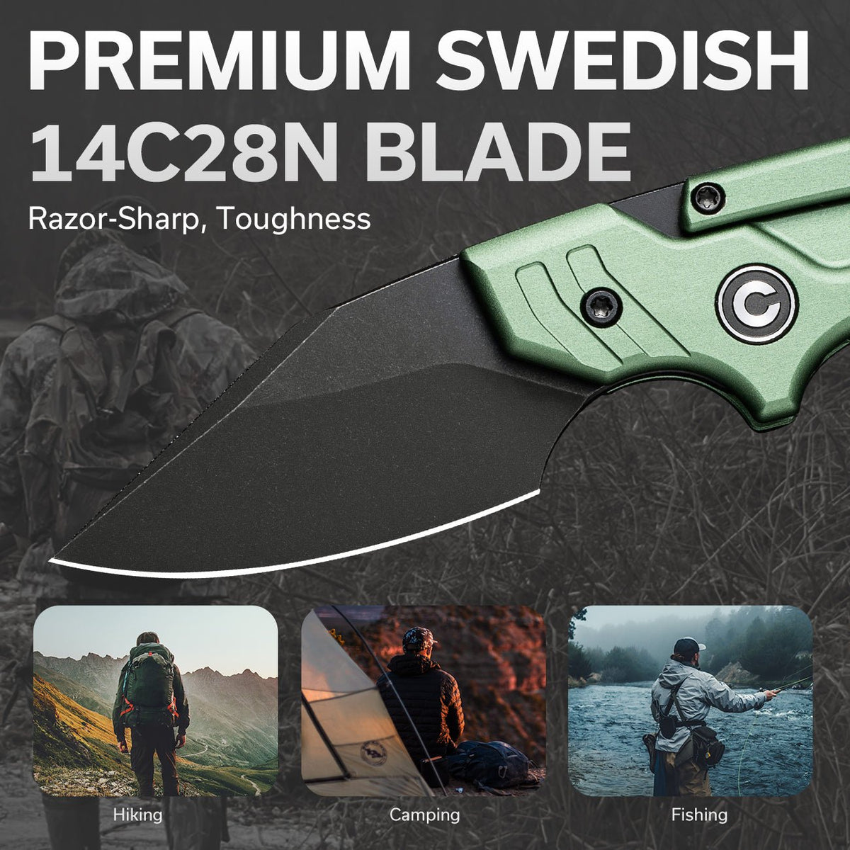 CIVIVI Typhoeus Green Aluminum Fixed Blade Knife C21036-4, Knives, - Outdoor Kuwait