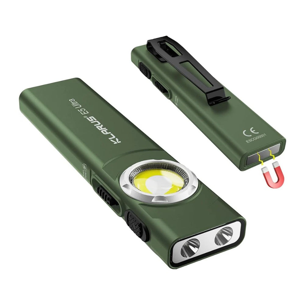 Klarus E5 Ultra Slim Triple-Light EDC Flashlight - Jungle Green