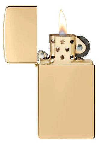 Zippo Lighter 1654B Slim Solid Brass W/O Letters, Lighter, - Outdoor Kuwait