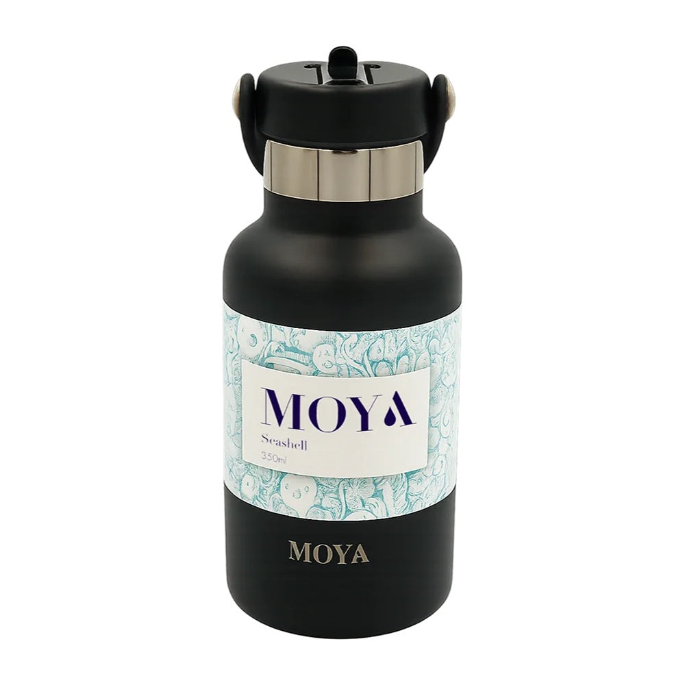 Moya Seashell 350ml Insulated Kids Water Bottle - Black