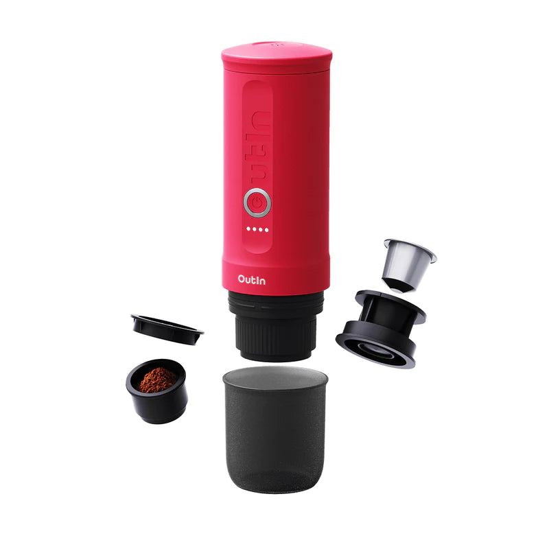 Outin Nano Portable Espresso Machine (Crimson Red), Espresso Machine, - Outdoor Kuwait