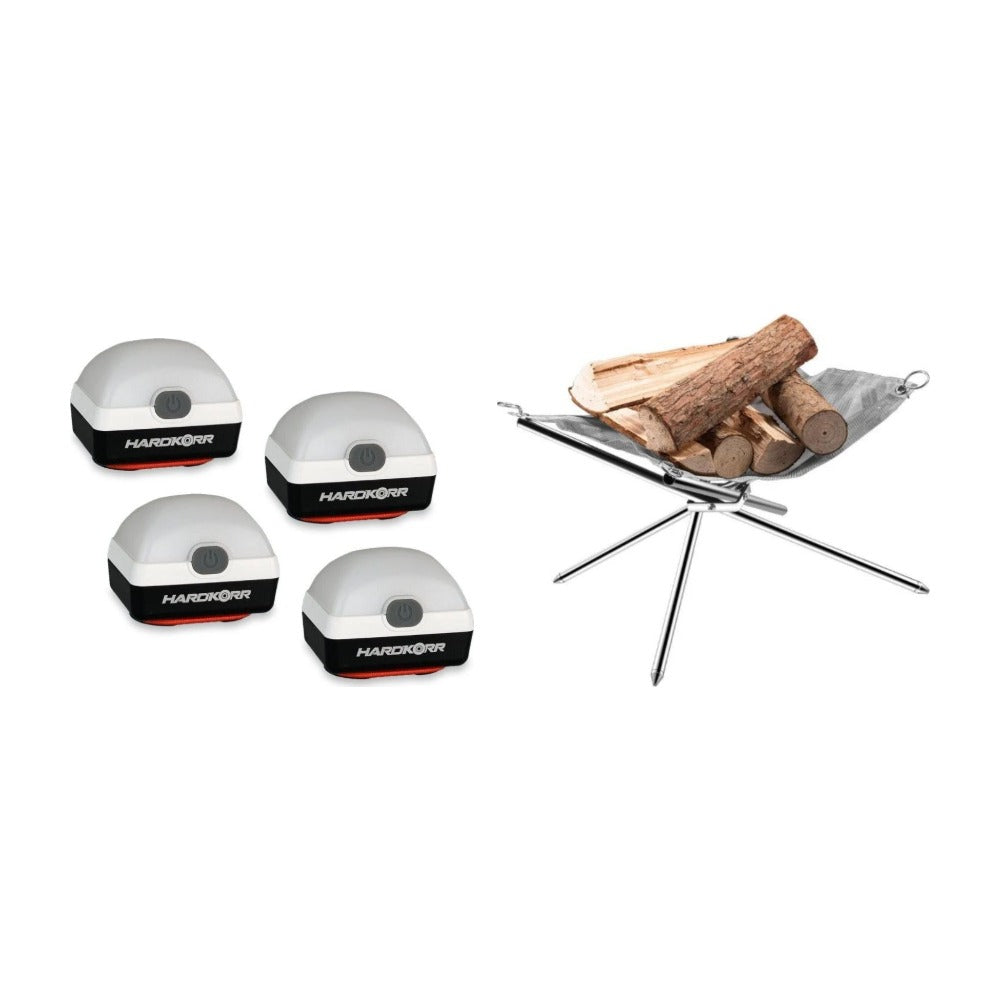 Hardkorr 4-Pack Lanterns + Campingmoon SOLO-101 Fire Pit Bundle, Outdoor Bundles, - Outdoor Kuwait