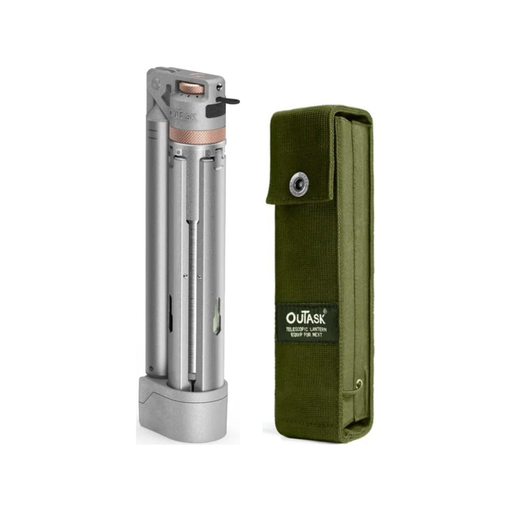 OuTask TD2 Telescopic Lantern Metallic + Green Protective Case Bundle, Outdoor Bundles, - Outdoor Kuwait