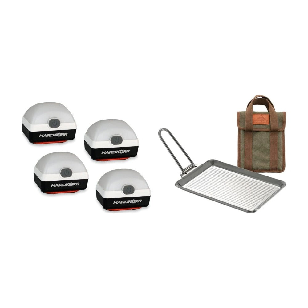 Hardkorr 4-Pack Lanterns + Campingmoon Thick Frying Pan Bundle, Outdoor Bundles, - Outdoor Kuwait