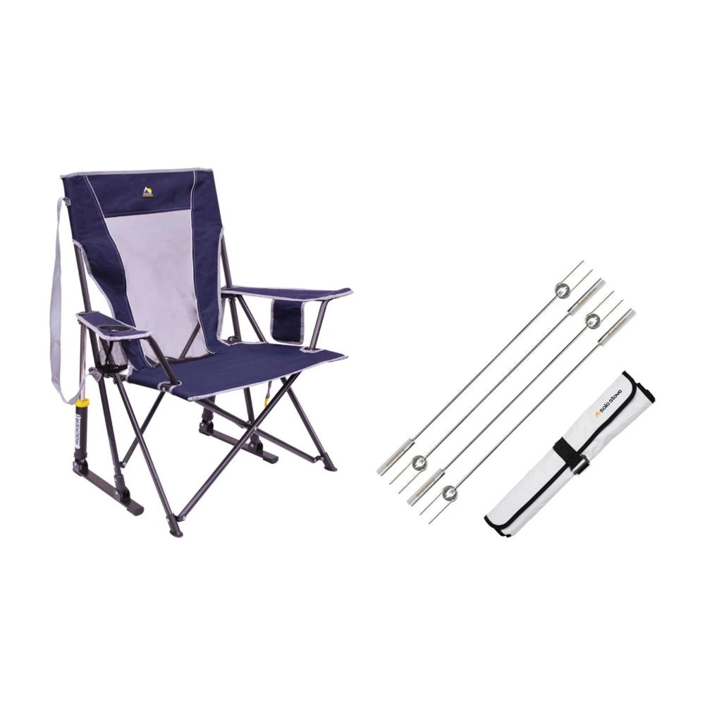 GCI Comfort Pro Rocker Indigo Blue + Solo Stove Roasting Sticks Bundle, Outdoor Bundles, - Outdoor Kuwait