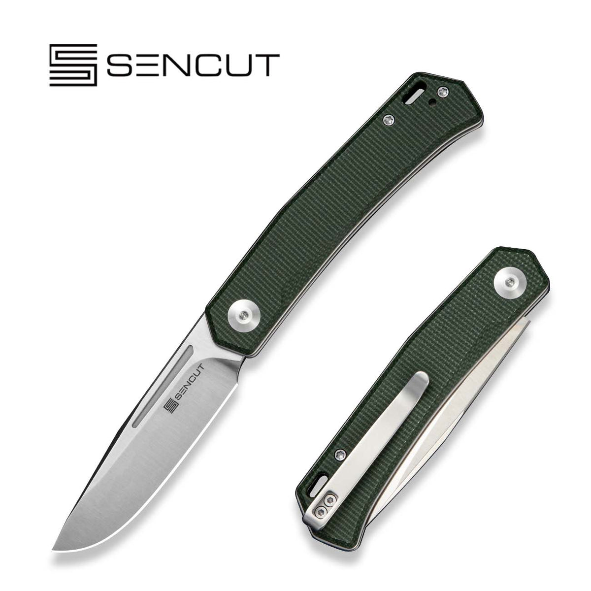 SENCUT Braxx Green Micarta Pocket Knife S25089-2, Knives, - Outdoor Kuwait