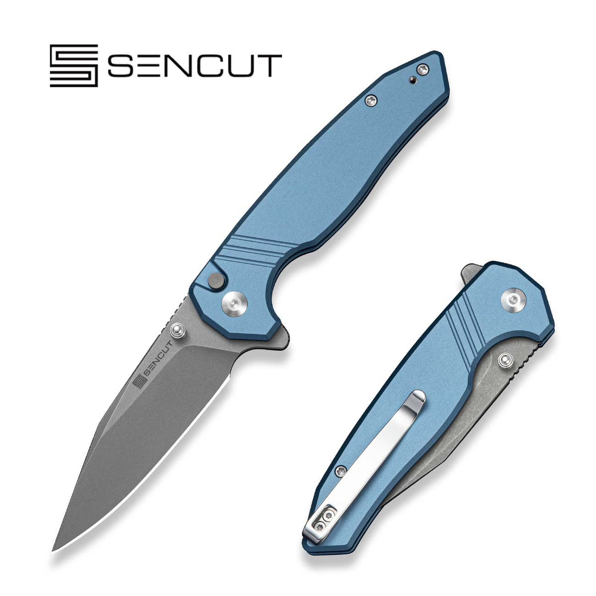 SENCUT Selkyris Blue Aluminum Pocket Knife S25068-3, Knives, - Outdoor Kuwait