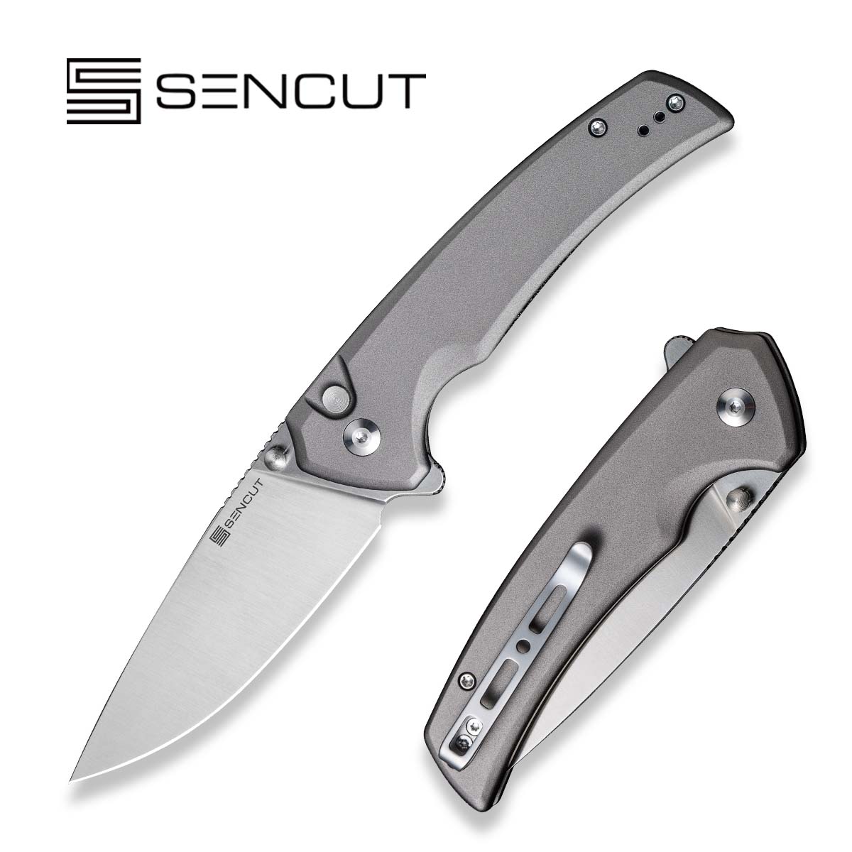 SENCUT Serene Gray Aluminum Pocket Knife S21022B-3, Knives, - Outdoor Kuwait