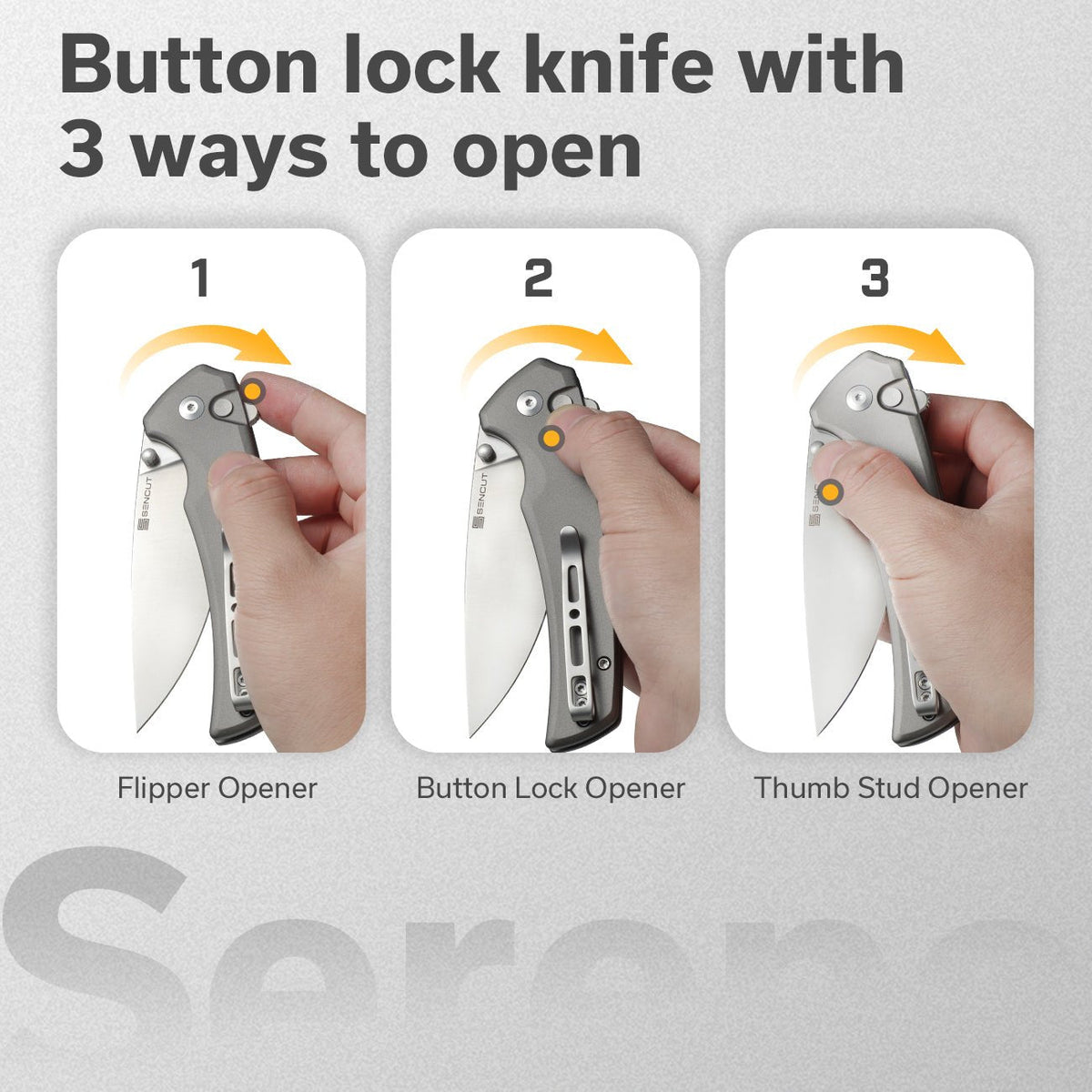 SENCUT Serene Gray Aluminum Pocket Knife S21022B-3, Knives, - Outdoor Kuwait