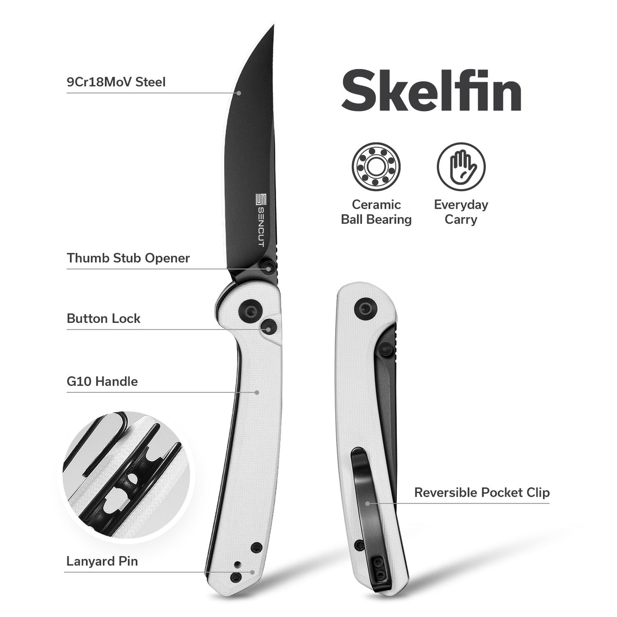 SENCUT Skelfin Pocket Knife S25007-1