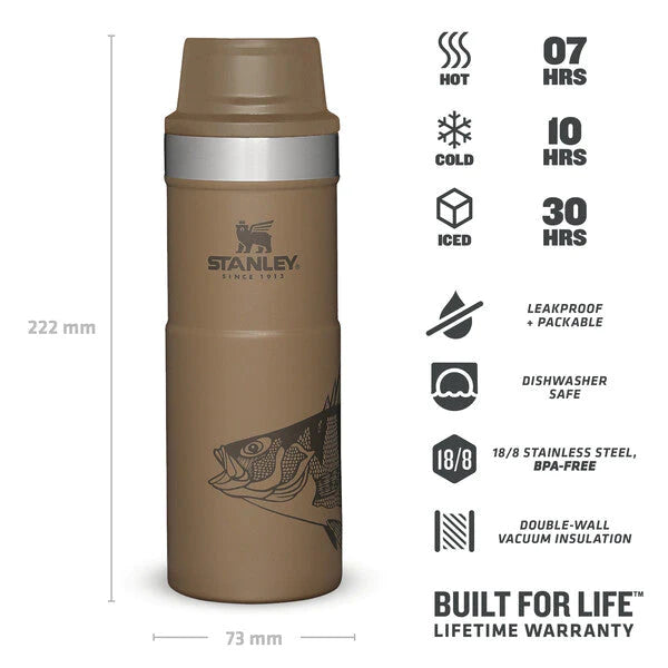 STANLEY CLASSIC PETER PERCH TRIGGER-ACTION TRAVEL MUG | PERCH TAN | 0.47L, Mugs,    - Outdoor Kuwait