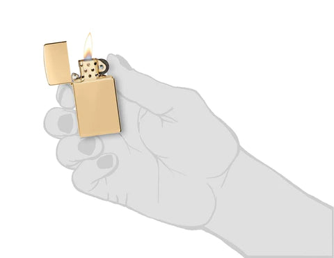 Zippo Lighter 1654B Slim Solid Brass W/O Letters, Lighter, - Outdoor Kuwait