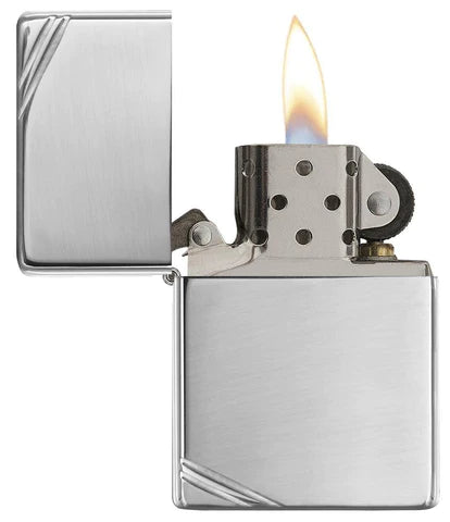 Zippo High Polish Chrome Vintage with Slashes, Lighter, - Outdoor Kuwait