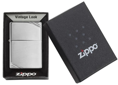 Zippo High Polish Chrome Vintage with Slashes, Lighter, - Outdoor Kuwait