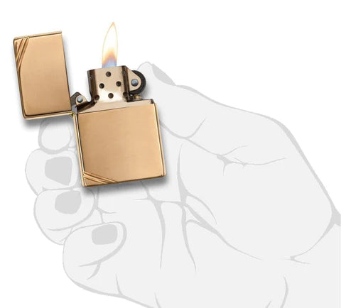 Zippo High Polish Brass Vintage with Slashes, Lighter, - Outdoor Kuwait