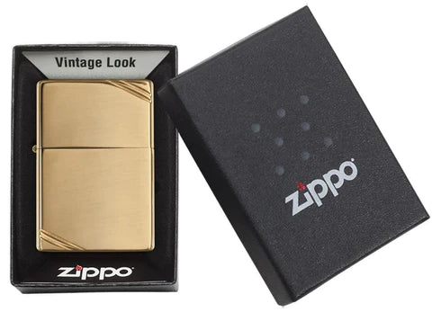 Zippo High Polish Brass Vintage with Slashes, Lighter, - Outdoor Kuwait