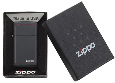 Zippo Slim® Black Matte with Red Border, Lighter, - Outdoor Kuwait