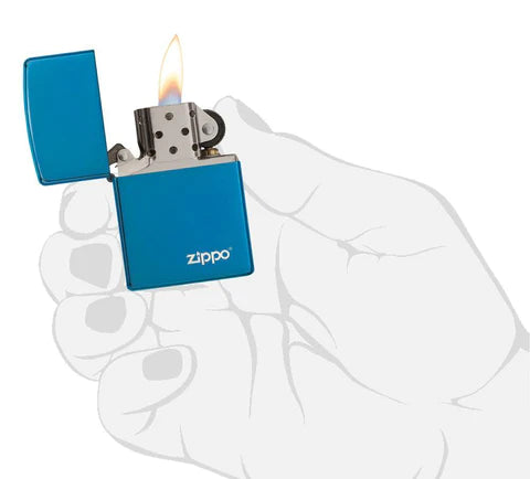 Zippo Classic High Polish Blue Zippo Logo, Lighter, - Outdoor Kuwait