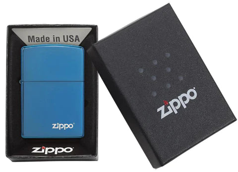 Zippo Classic High Polish Blue Zippo Logo, Lighter, - Outdoor Kuwait