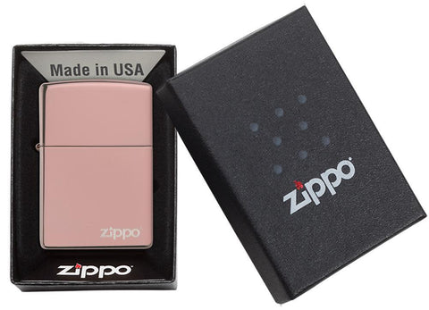 Zippo Classic High Polish Rose Gold Zippo Logo, Lighter, - Outdoor Kuwait