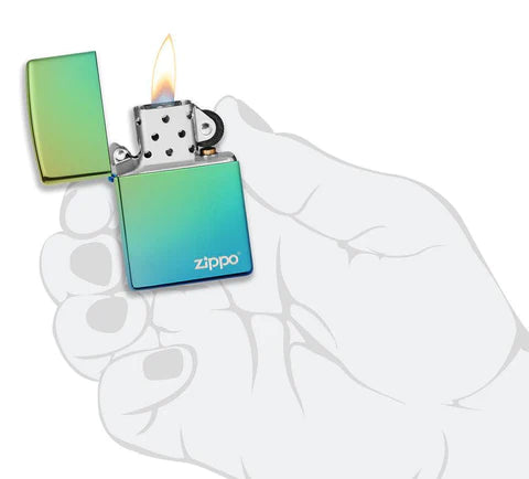 Zippo Classic High Polish Teal Zippo Logo, Lighter, - Outdoor Kuwait