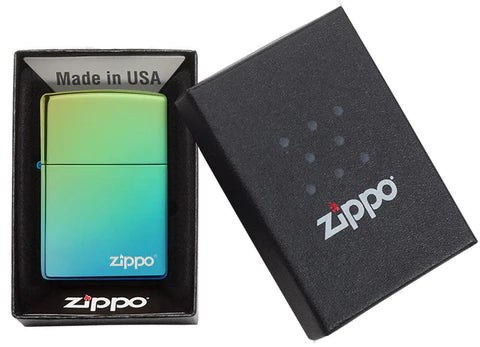 Zippo Classic High Polish Teal Zippo Logo, Lighter, - Outdoor Kuwait