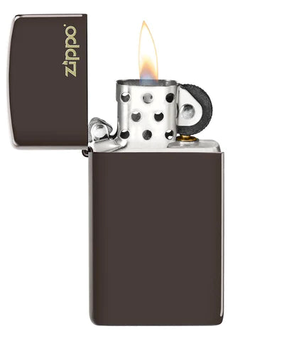 Zippo Slim® Brown Zippo Logo, Lighter, - Outdoor Kuwait