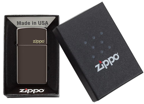 Zippo Slim® Brown Zippo Logo, Lighter, - Outdoor Kuwait