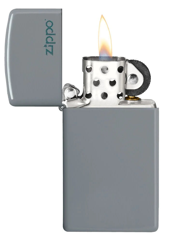 Zippo Slim® Flat Grey Zippo Logo, Lighter, - Outdoor Kuwait