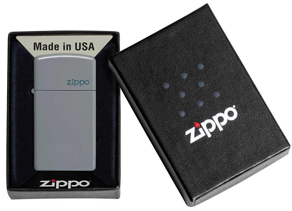 Zippo Slim® Flat Grey Zippo Logo, Lighter, - Outdoor Kuwait