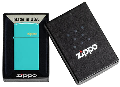 Zippo Slim® Flat Turquoise Zippo Logo, Lighter, - Outdoor Kuwait
