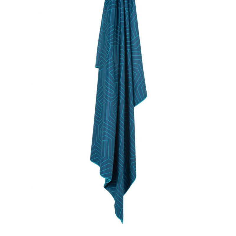 Lifeventure Geometric Teal Recycled SoftFibre Trek Towel - Giant, Trek Towel, - Outdoor Kuwait